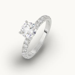 Round Shape Solitaire lab Diamond Ring with Diamond band