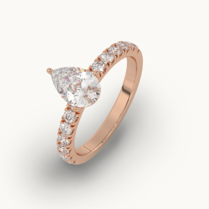 Pear Shape Solitaire lab Diamond Ring with Diamond band