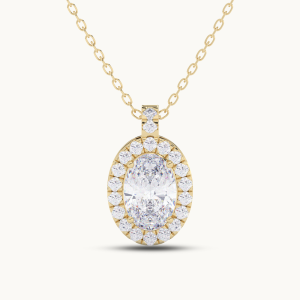 Solitaire Oval Halo Pendant