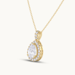 Solitaire Pear Halo Pendant