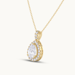 Solitaire Pear Halo Pendant