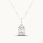 Solitaire Emerald  Halo Pendant