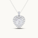 Solitaire Heart Halo Pendant