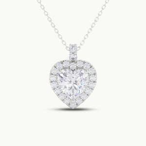Solitaire Heart Halo Pendant
