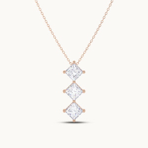 Three Solitaire Princess Pendant